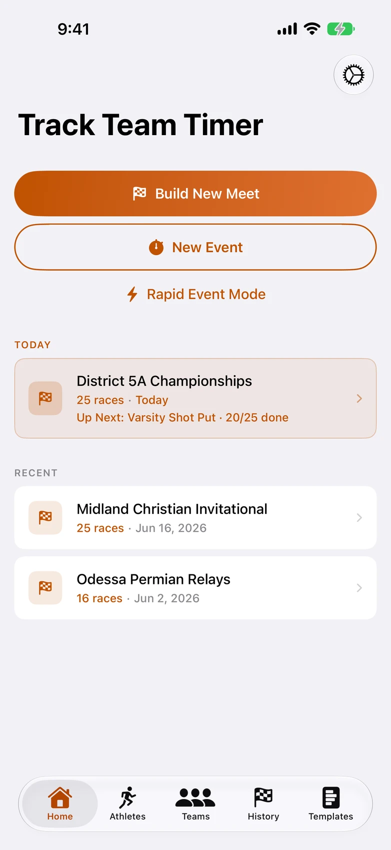 Track — home dashboard